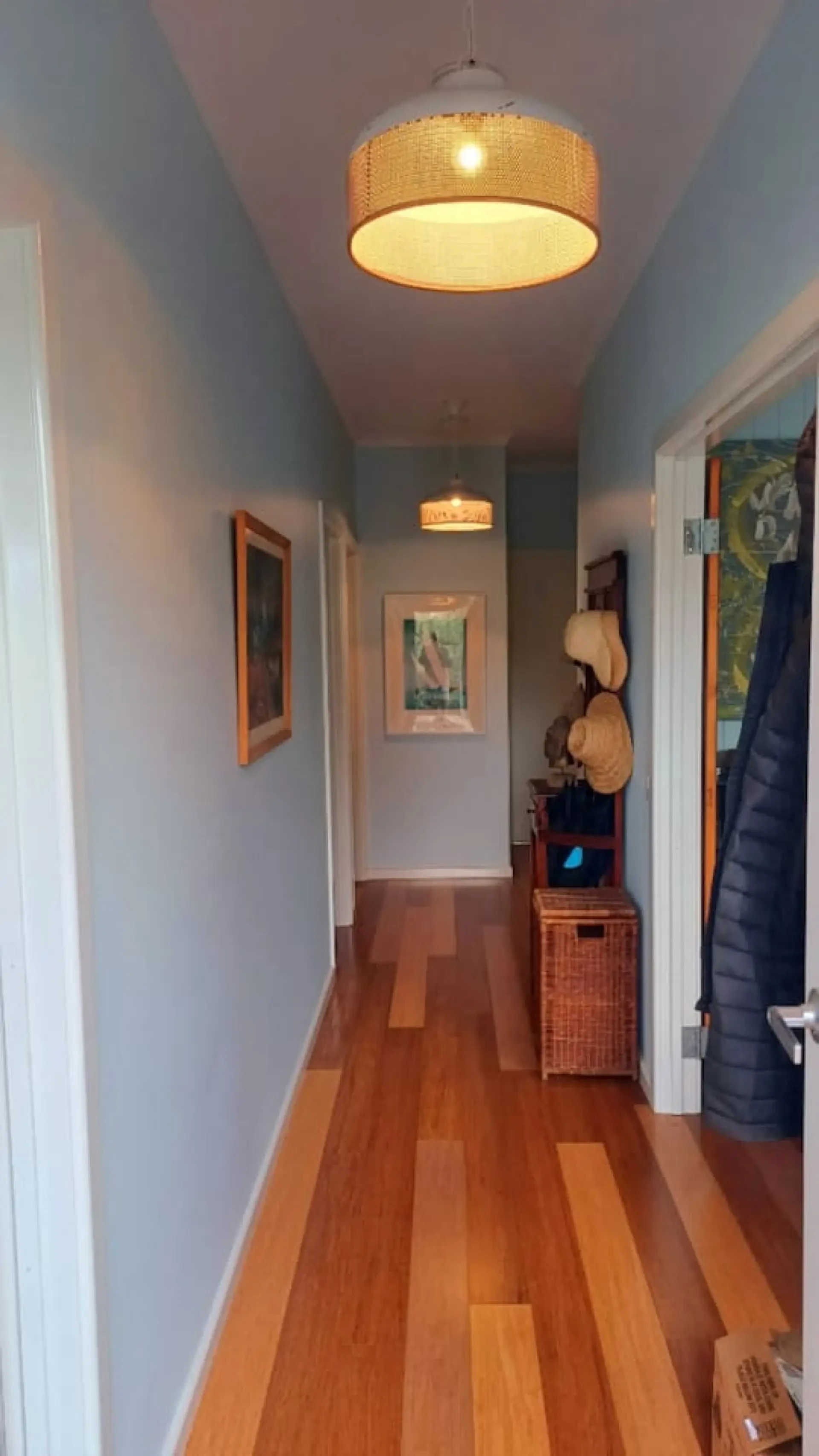 Ocean Blue — hallway with warm lighting
