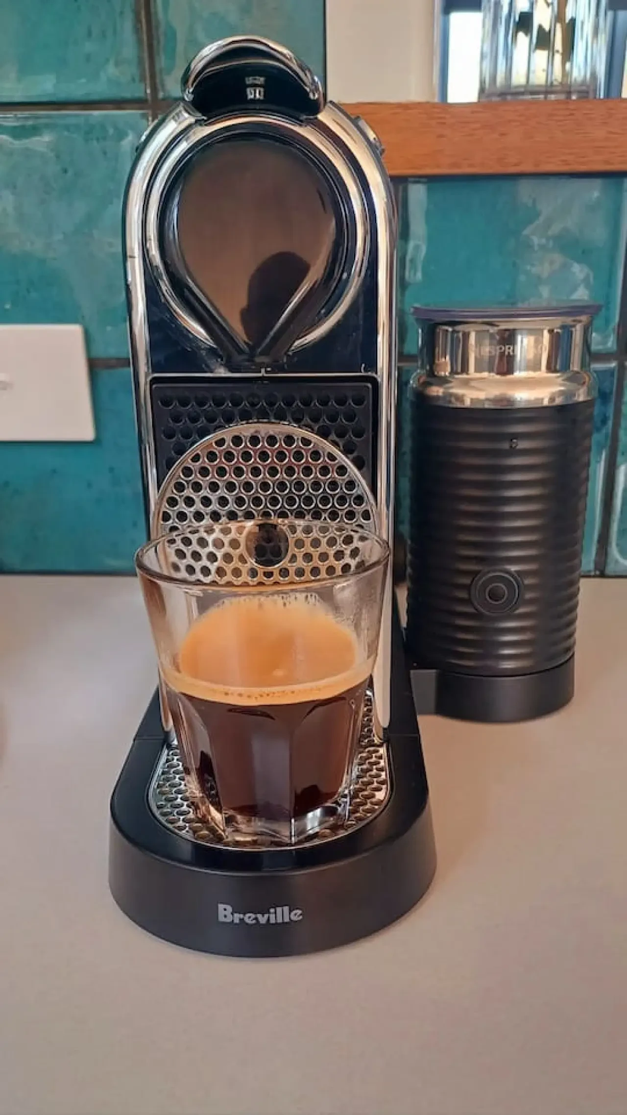 Ocean Blue — Breville Nespresso coffee machine on kitchen bench